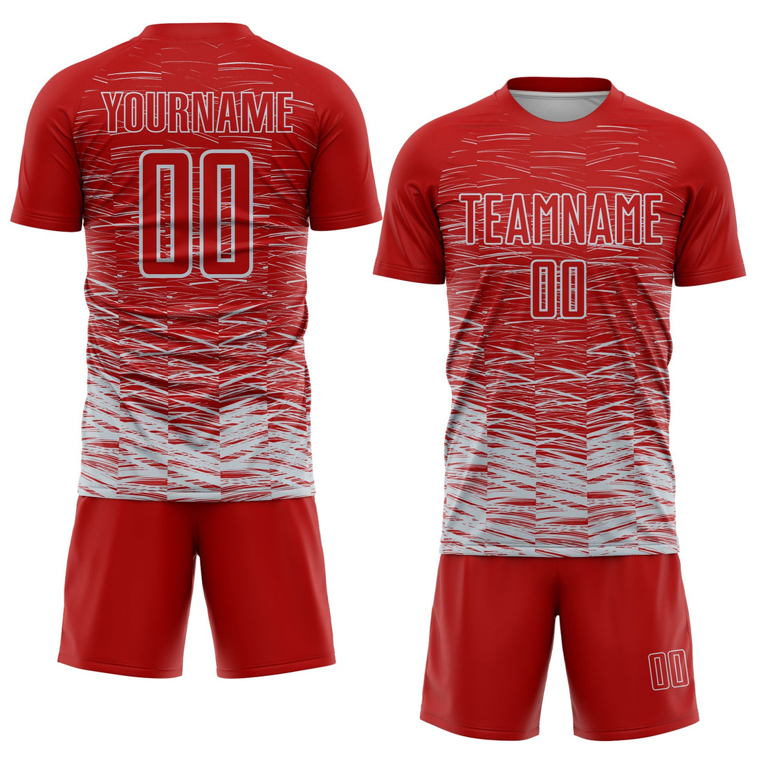 Custom Red Silver-White Line Sublimation Soccer Uniform Jersey