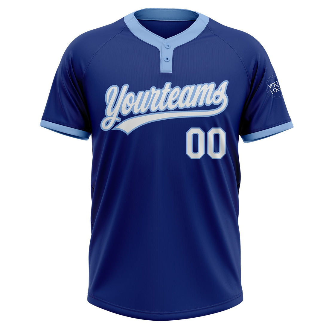 Custom Royal White-Light Blue Two-Button Unisex Softball Jersey