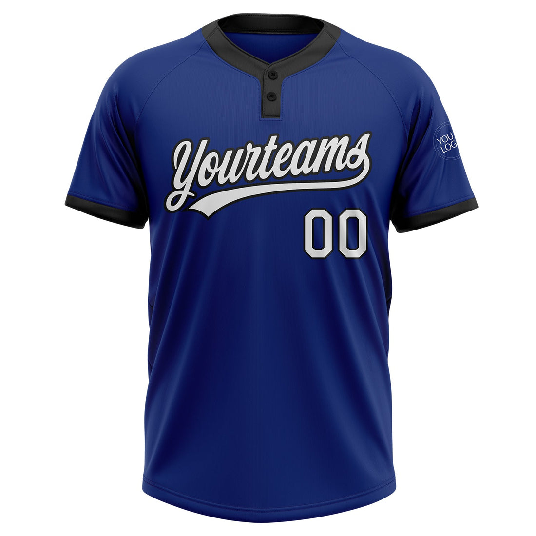 Custom Royal White-Black Two-Button Unisex Softball Jersey