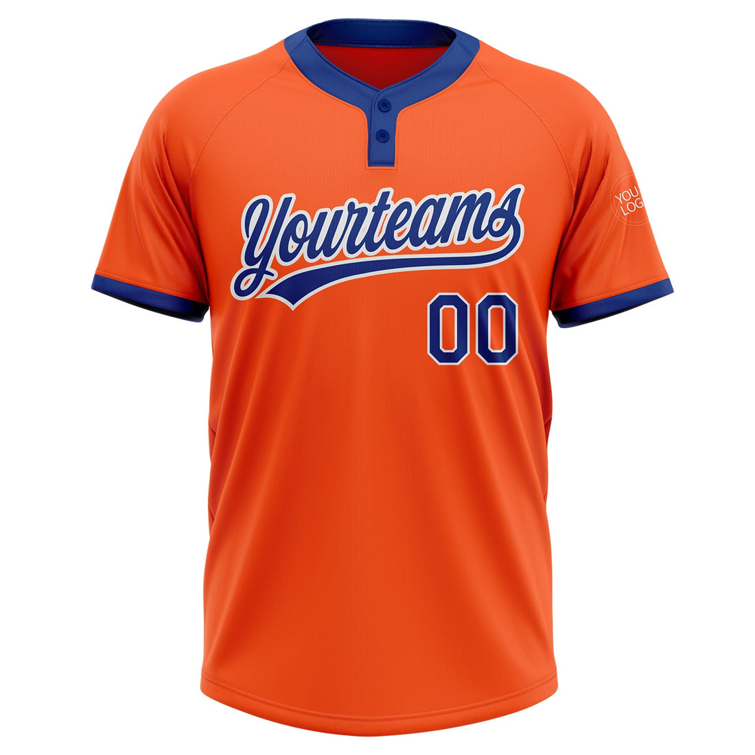 Custom Orange Royal-White Two-Button Unisex Softball Jersey