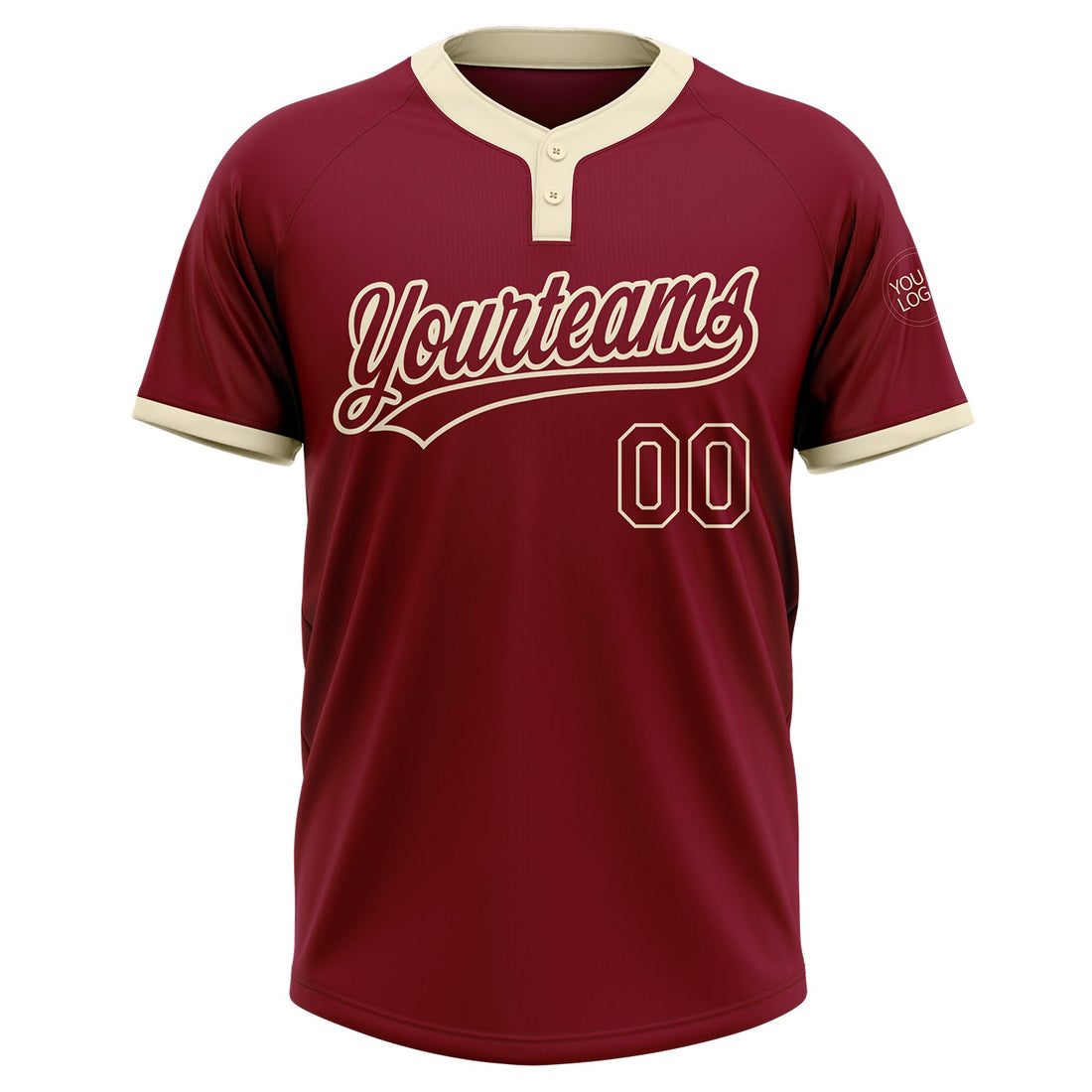 Custom Crimson Crimson-Cream Two-Button Unisex Softball Jersey