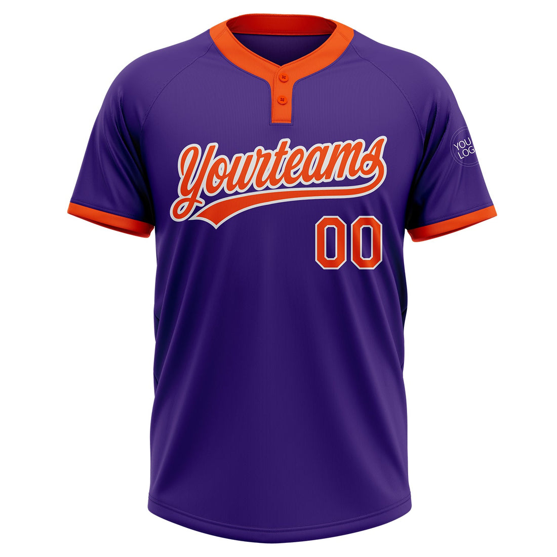 Custom Purple Orange-White Two-Button Unisex Softball Jersey