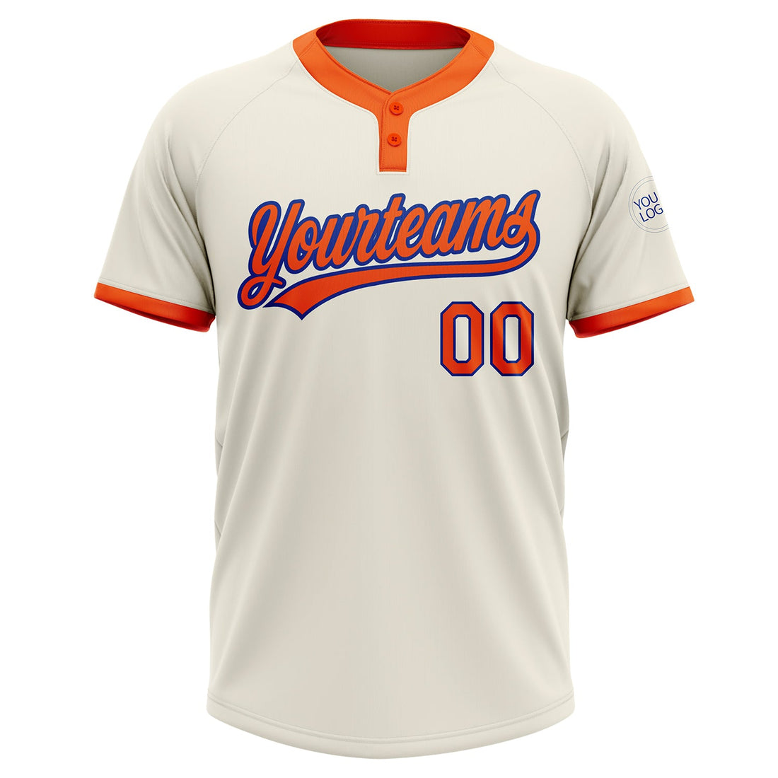 Custom Cream Orange-Royal Two-Button Unisex Softball Jersey