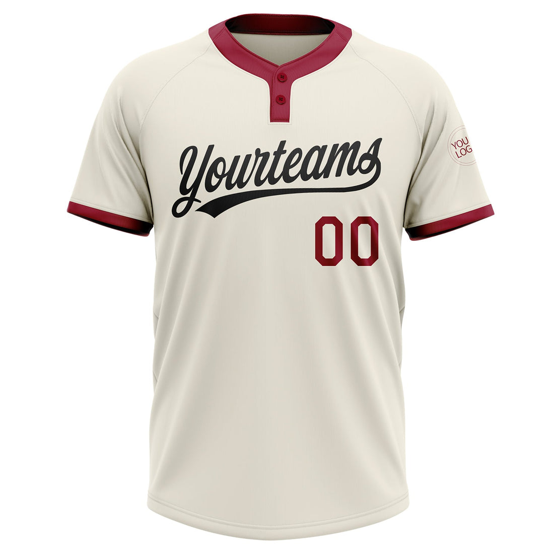 Custom Cream Crimson-Black Two-Button Unisex Softball Jersey