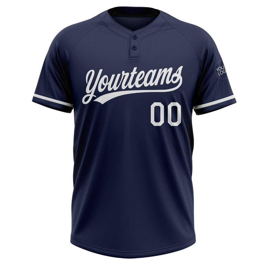 Custom Navy White Two-Button Unisex Softball Jersey