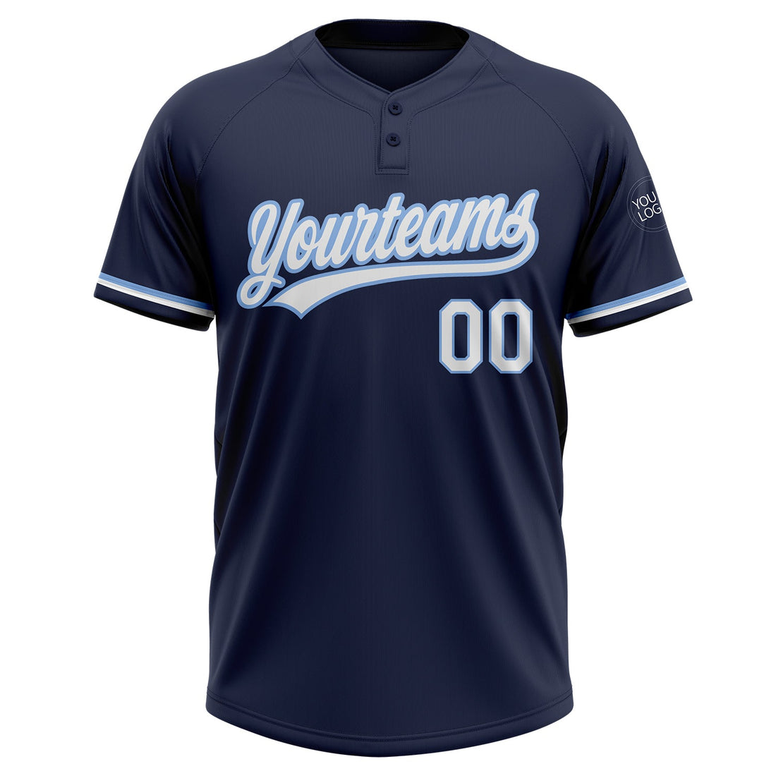 Custom Navy White-Light Blue Two-Button Unisex Softball Jersey