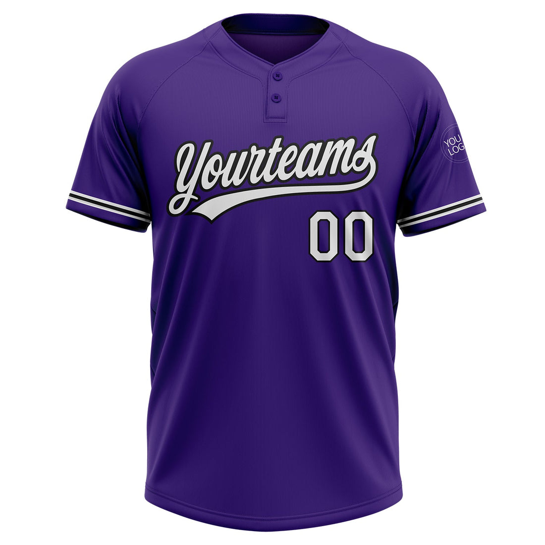 Custom Purple White-Black Two-Button Unisex Softball Jersey