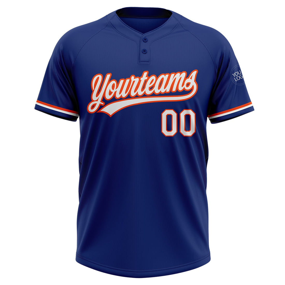 Custom Royal White-Orange Two-Button Unisex Softball Jersey