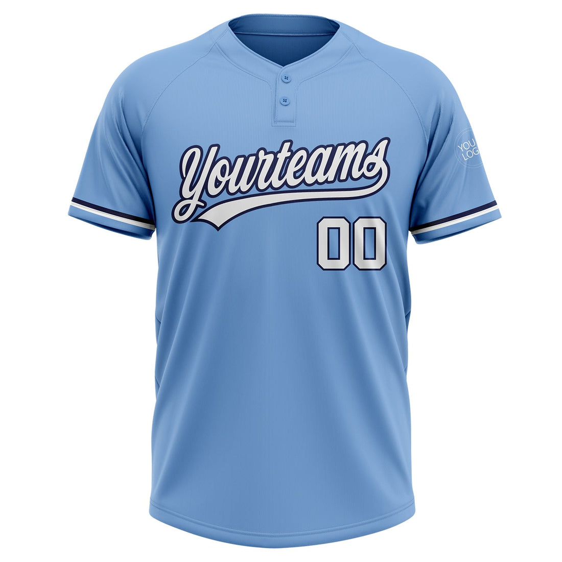 Custom Light Blue White-Navy Two-Button Unisex Softball Jersey