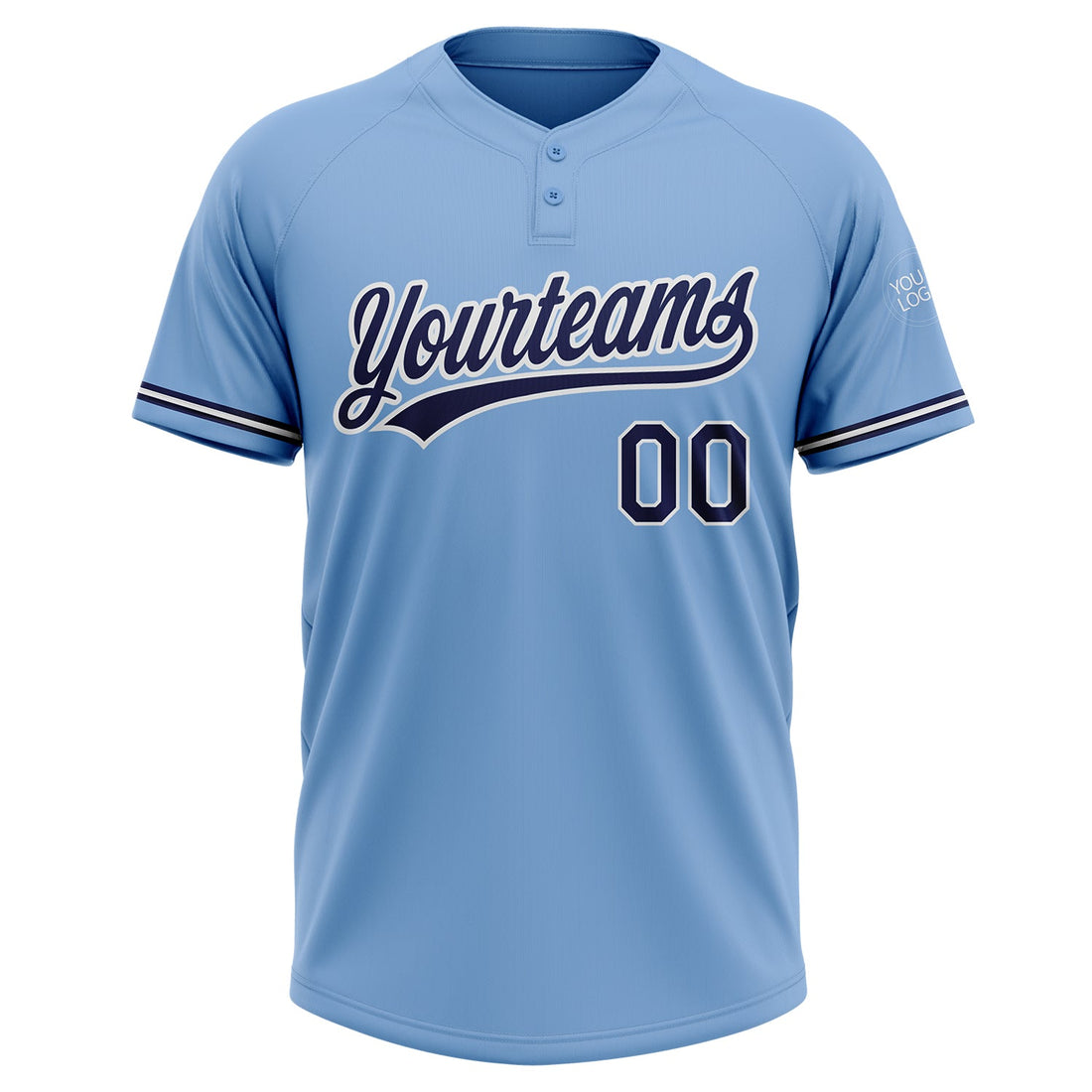 Custom Light Blue Navy-White Two-Button Unisex Softball Jersey