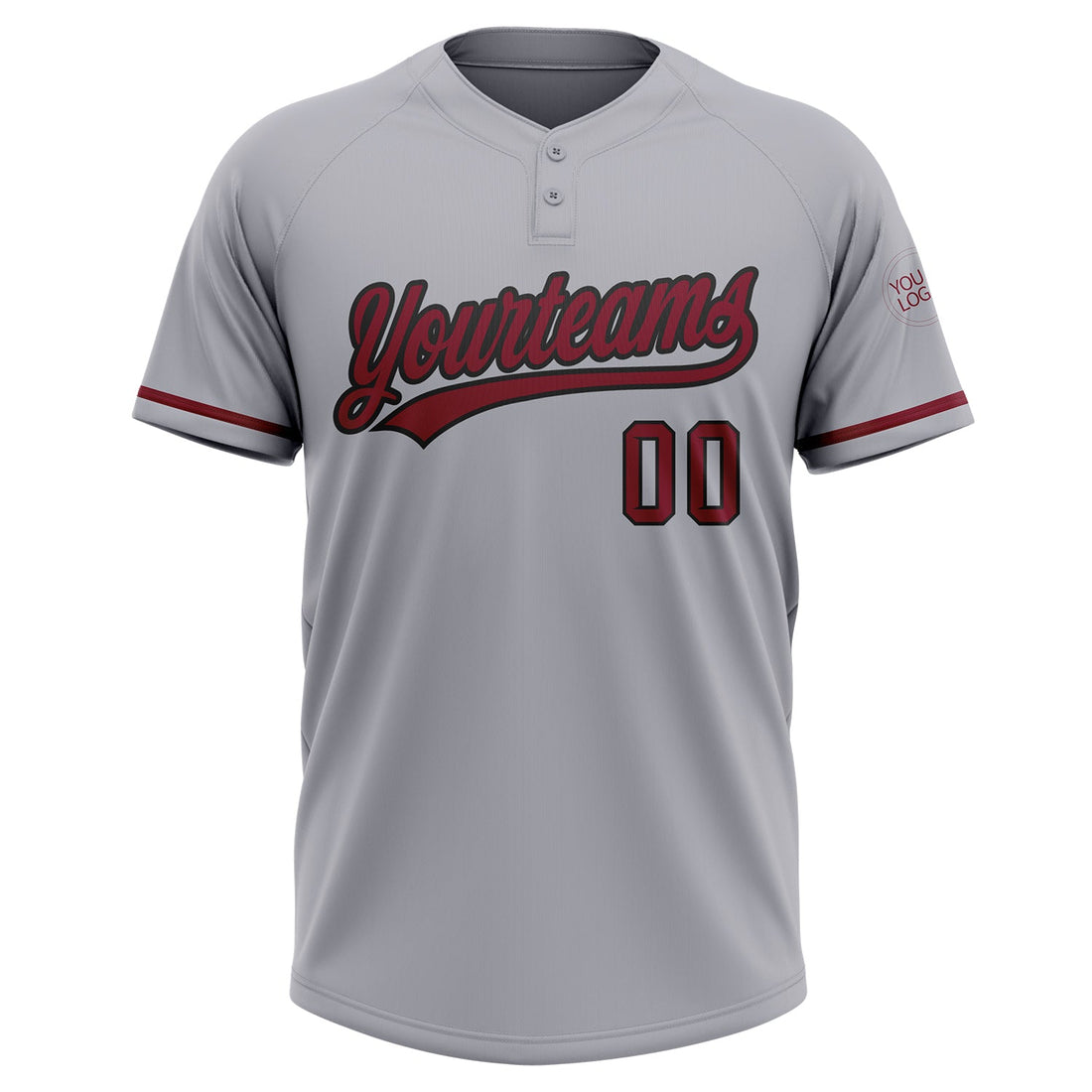 Custom Gray Crimson-Black Two-Button Unisex Softball Jersey