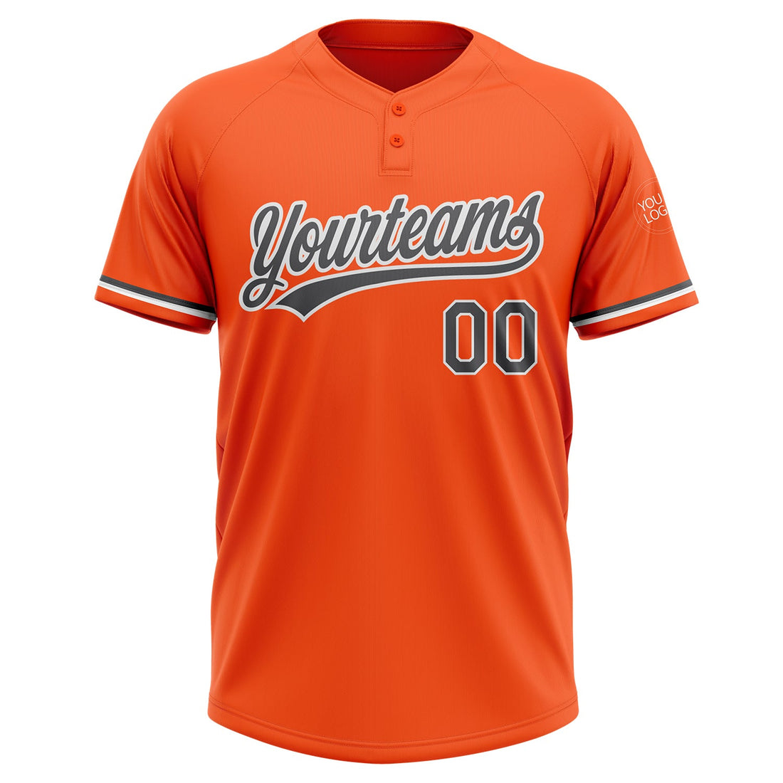 Custom Orange Steel Gray-White Two-Button Unisex Softball Jersey