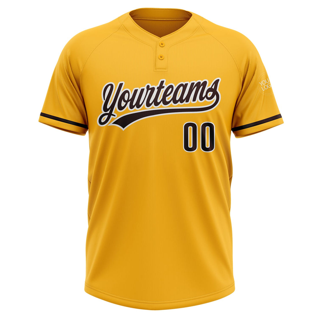 Custom Gold Brown-White Two-Button Unisex Softball Jersey