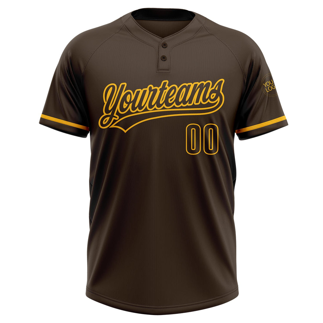 Custom Brown Gold Two-Button Unisex Softball Jersey