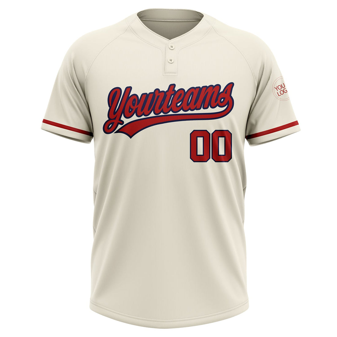 Custom Cream Red-Navy Two-Button Unisex Softball Jersey