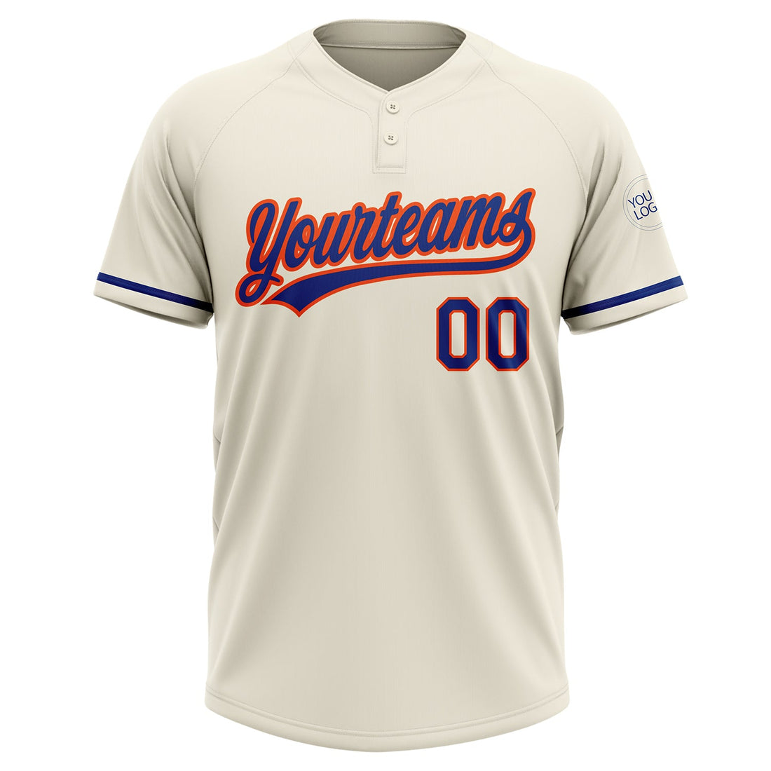 Custom Cream Royal-Orange Two-Button Unisex Softball Jersey