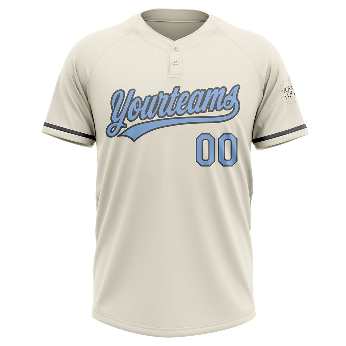 Custom Cream Light Blue-Steel Gray Two-Button Unisex Softball Jersey