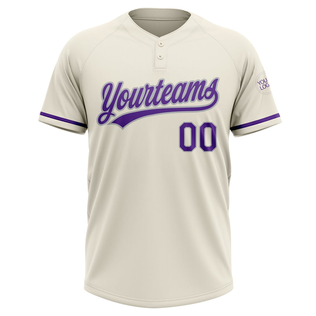 Custom Cream Purple-Gray Two-Button Unisex Softball Jersey