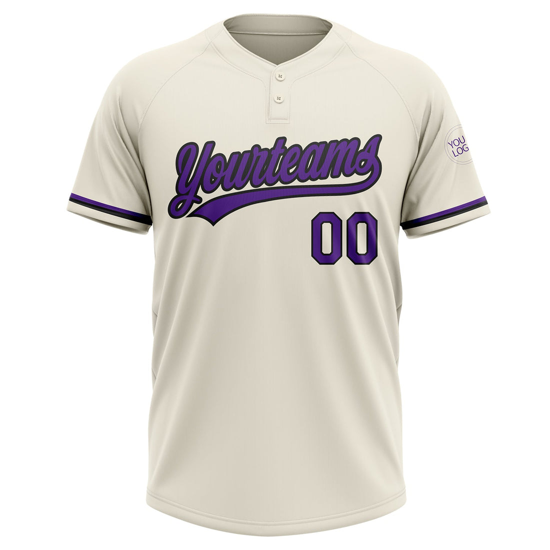 Custom Cream Purple-Black Two-Button Unisex Softball Jersey