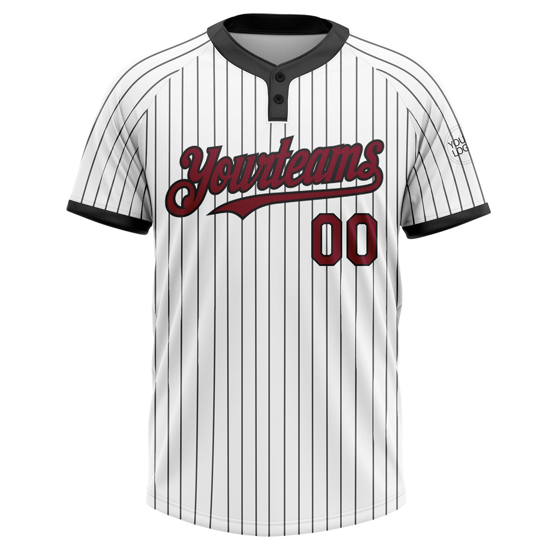 Custom White Black Pinstripe Crimson Two-Button Unisex Softball Jersey