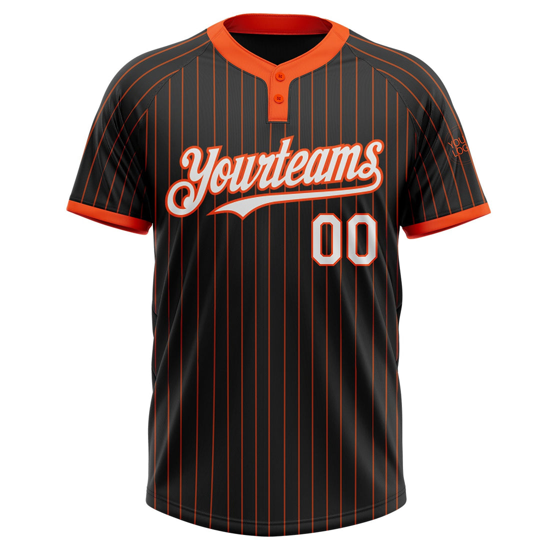 Custom Black Orange Pinstripe White Two-Button Unisex Softball Jersey