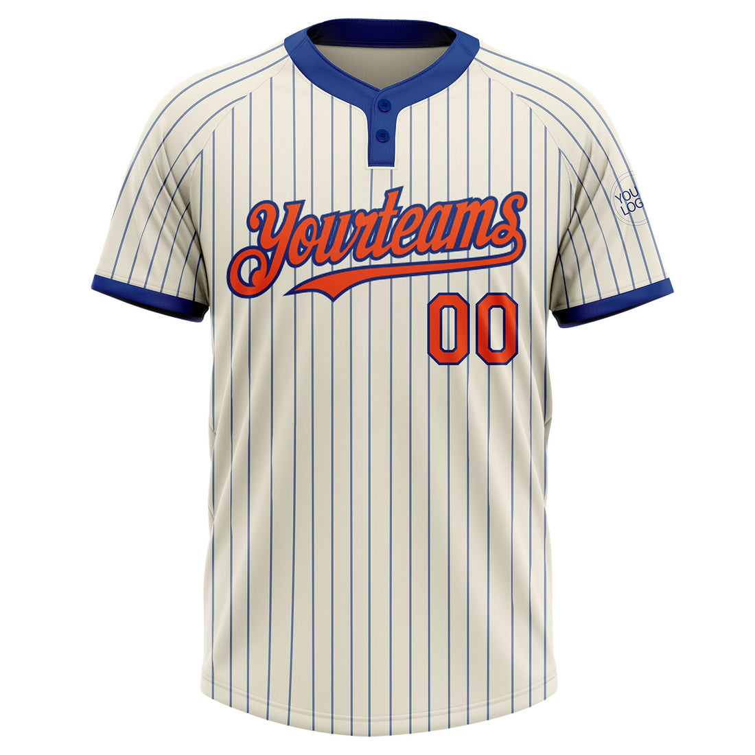 Custom Cream Royal Pinstripe Orange Two-Button Unisex Softball Jersey