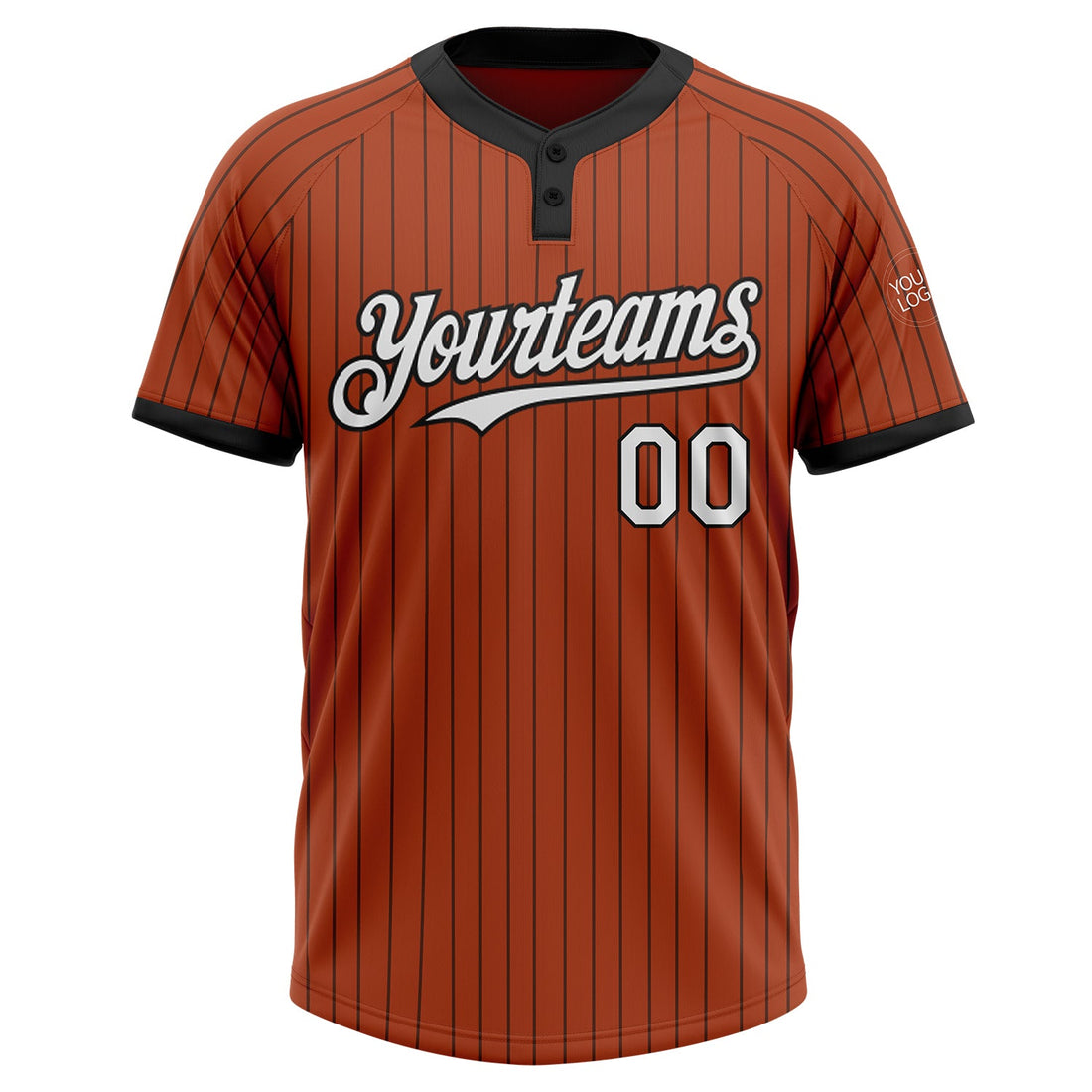 Custom Texas Orange Black Pinstripe White Two-Button Unisex Softball Jersey