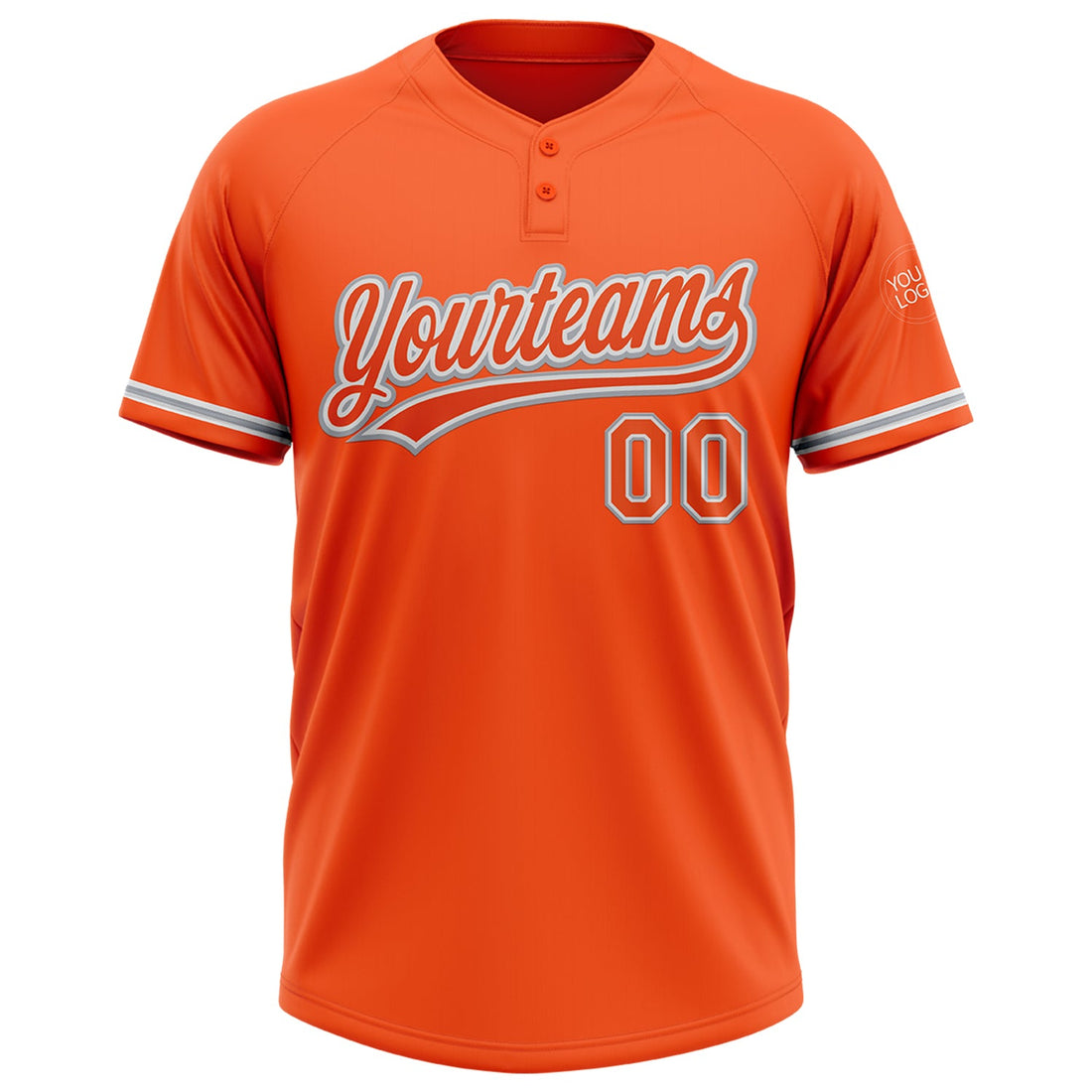 Custom Orange White-Gray Two-Button Unisex Softball Jersey