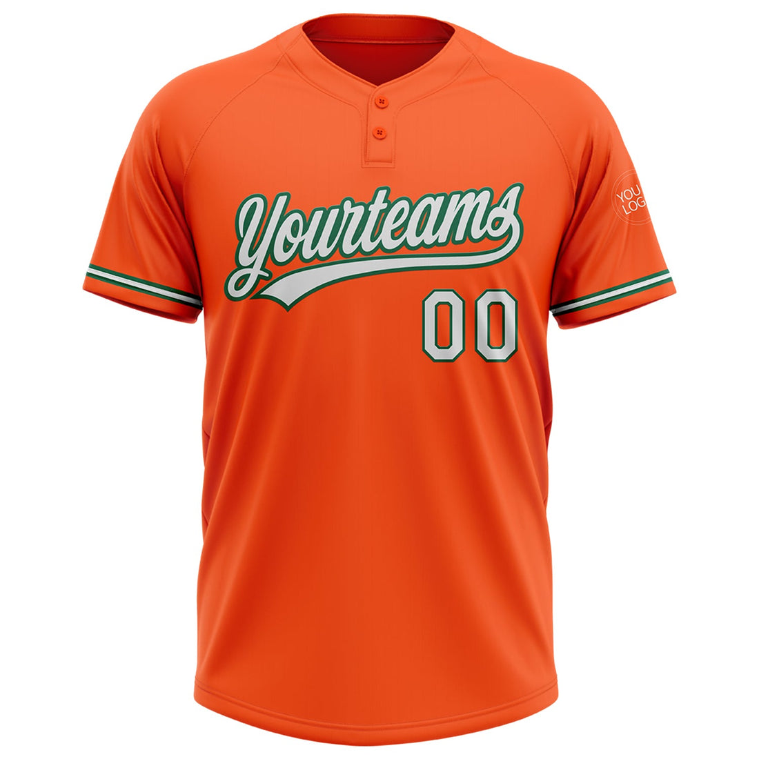 Custom Orange White-Kelly Green Two-Button Unisex Softball Jersey