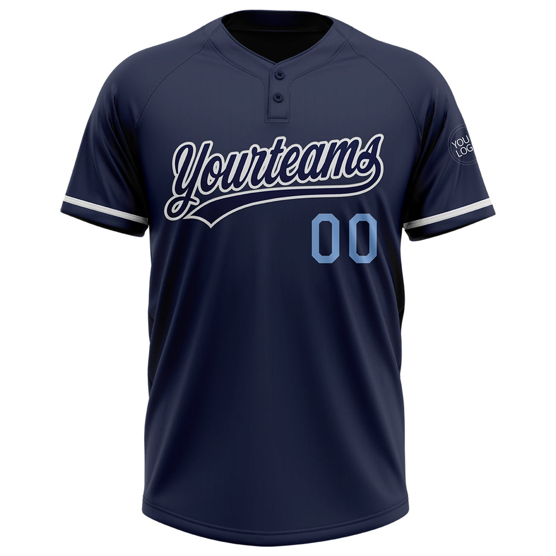 Custom Navy Light Blue-White Two-Button Unisex Softball Jersey