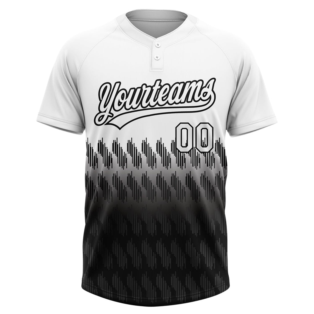 Custom White Black 3D Pattern Lines Two-Button Unisex Softball Jersey