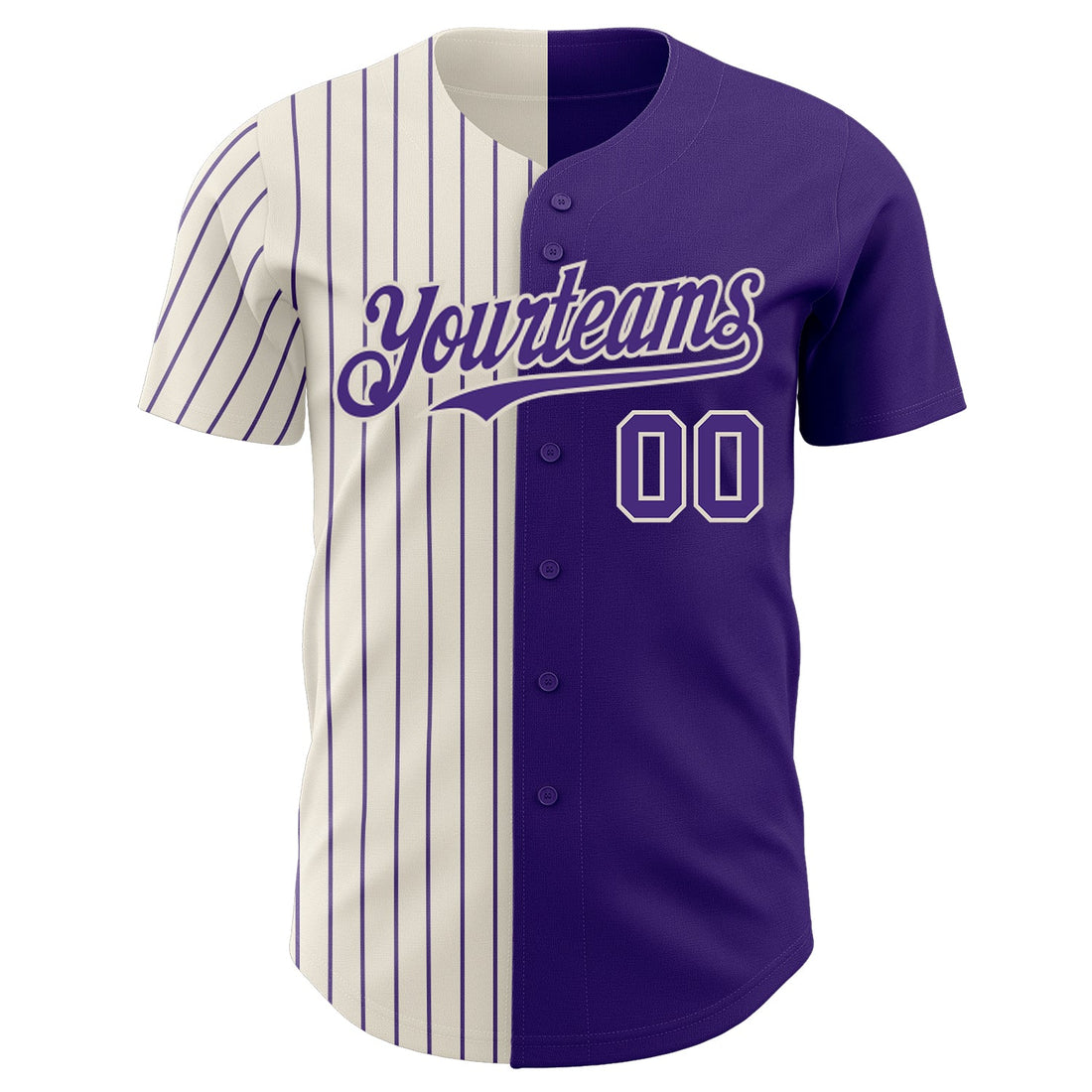 Custom Purple Cream-Purple Pinstripe Authentic Split Fashion Baseball Jersey