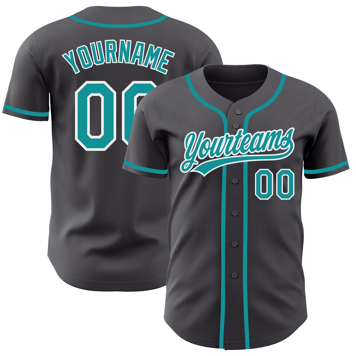 Custom Steel Gray Teal-White Authentic Baseball Jersey