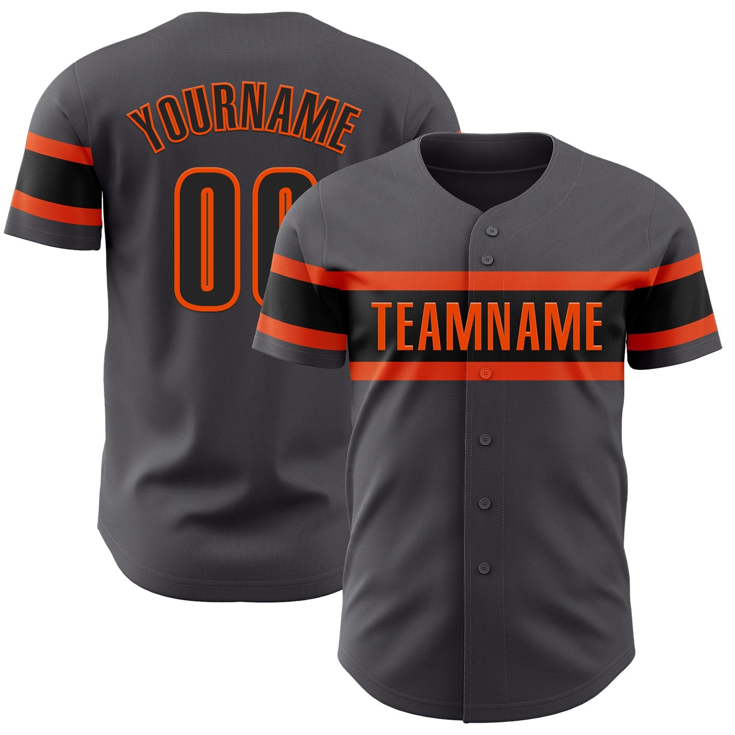 Custom Steel Gray Black-Orange Authentic Baseball Jersey