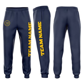 Custom Navy Gold Fleece Jogger Sweatpants