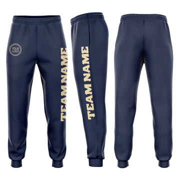 Custom Navy Cream Fleece Jogger Sweatpants