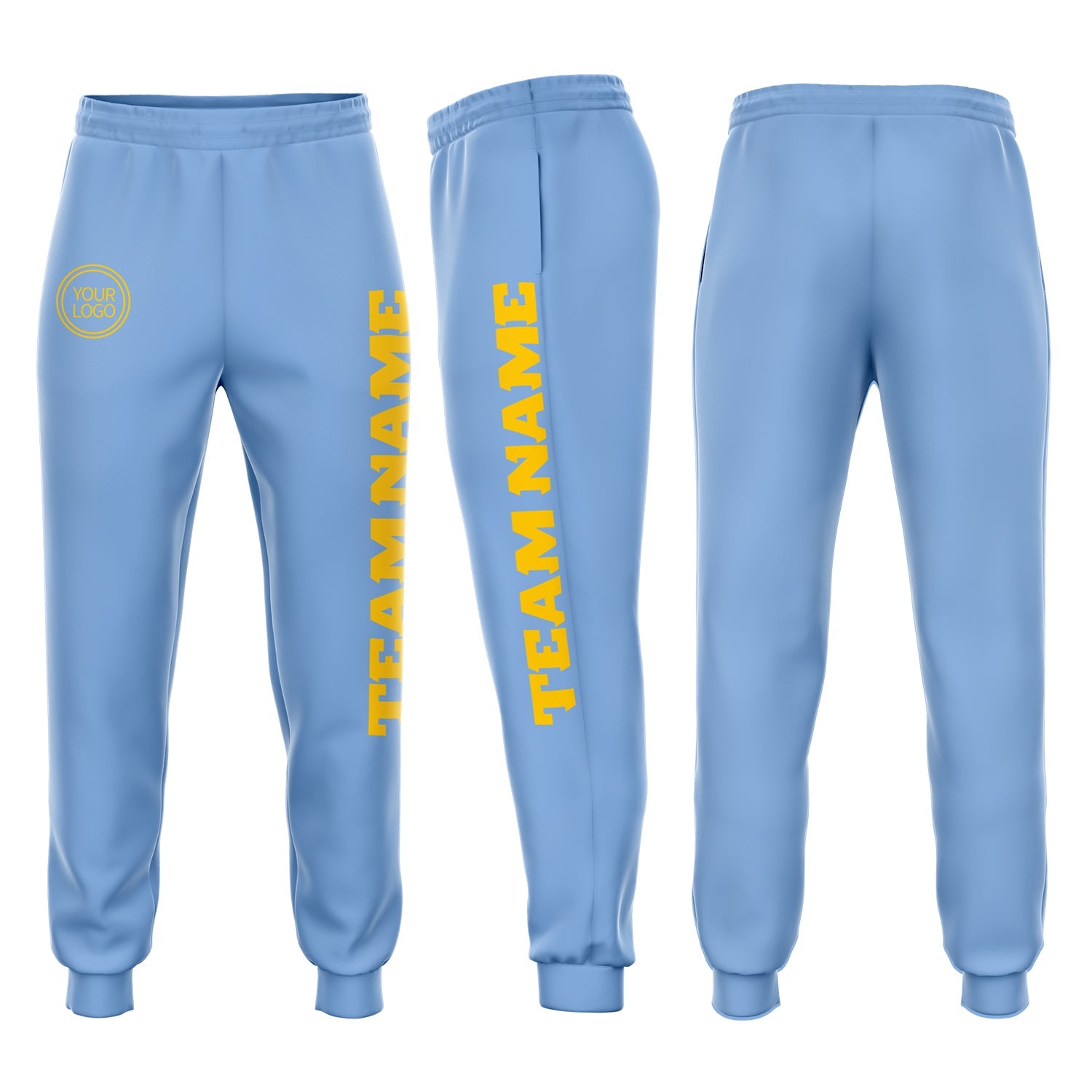 Custom Light Blue Gold Fleece Jogger Sweatpants