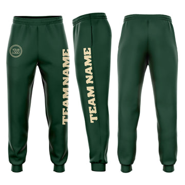 Custom Green Cream Fleece Jogger Sweatpants