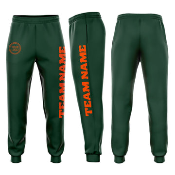 Custom Green Orange Fleece Jogger Sweatpants