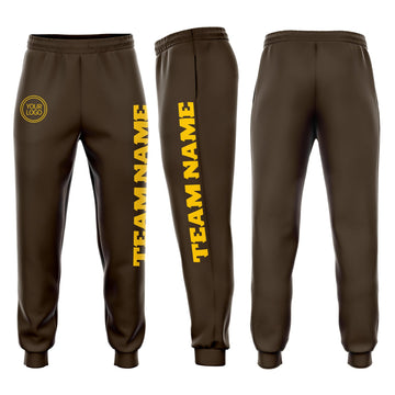 Custom Brown Gold Fleece Jogger Sweatpants