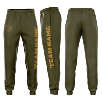 Custom Olive Old Gold Fleece Salute To Service Jogger Sweatpants