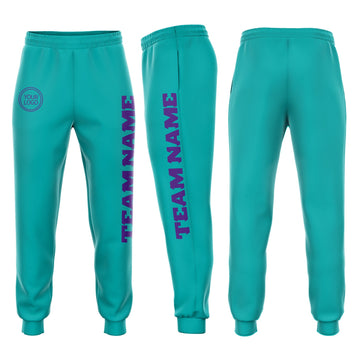 Custom Aqua Purple Fleece Jogger Sweatpants