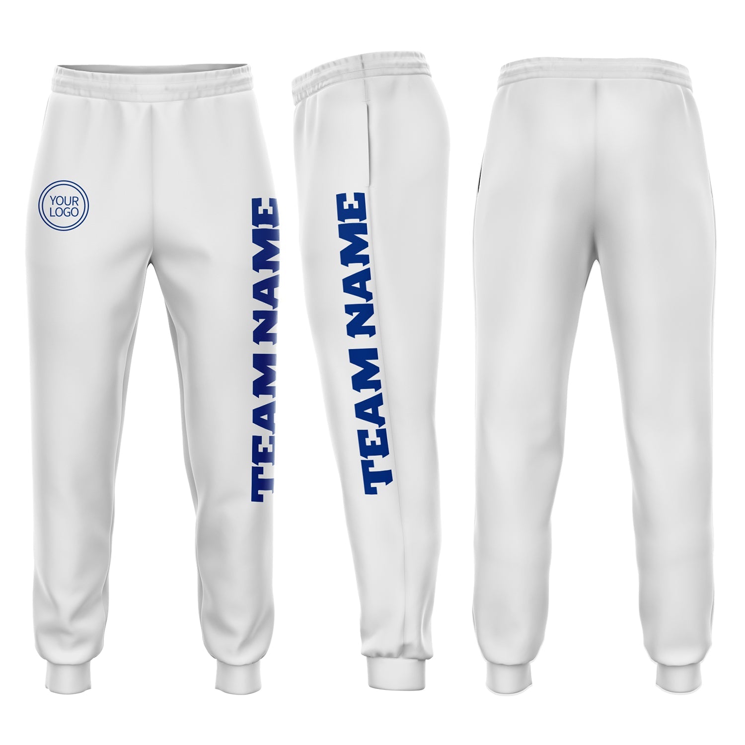 Custom White Royal Fleece Jogger Sweatpants