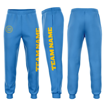 Custom Powder Blue Gold Fleece Jogger Sweatpants