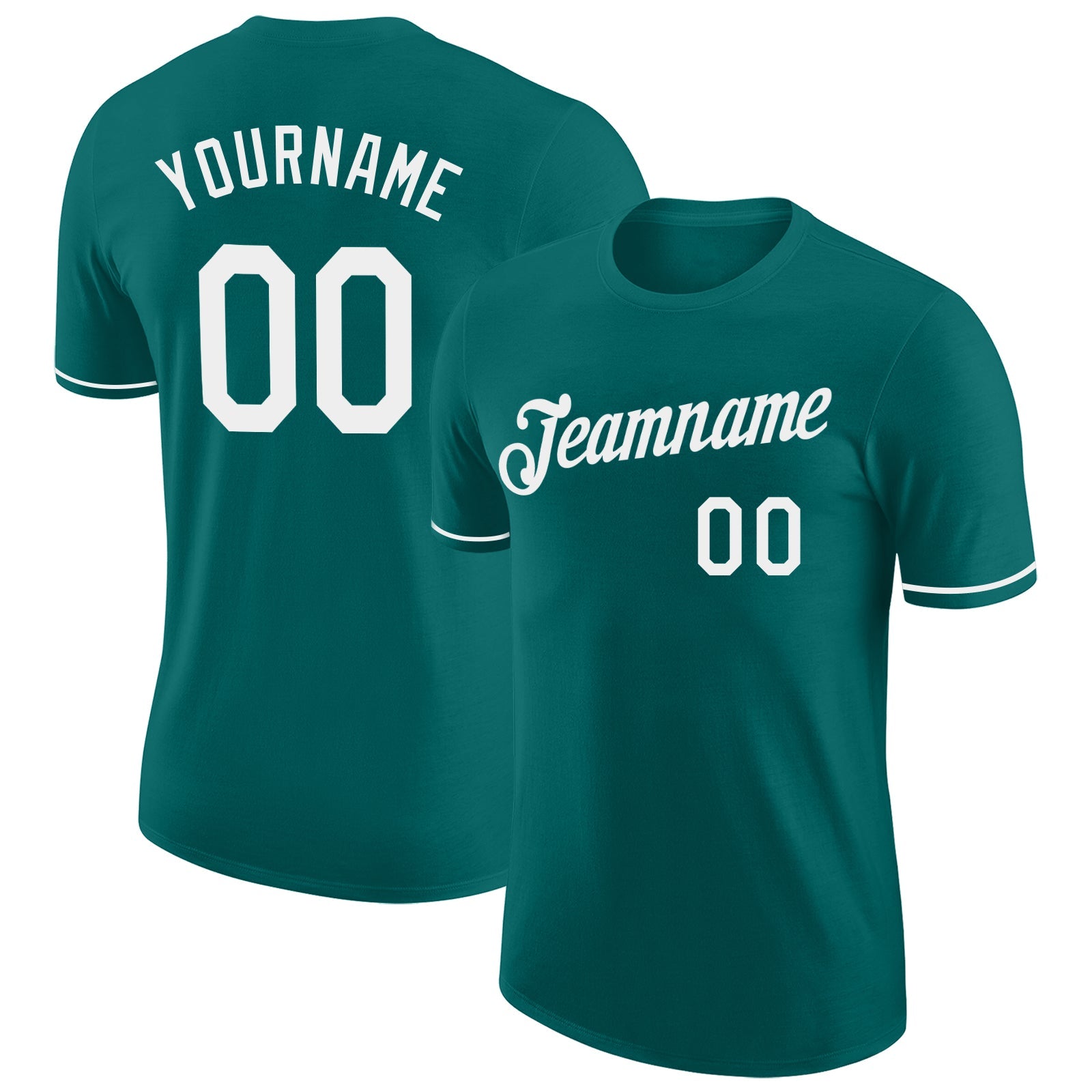 Custom Teal White Performance T-Shirt