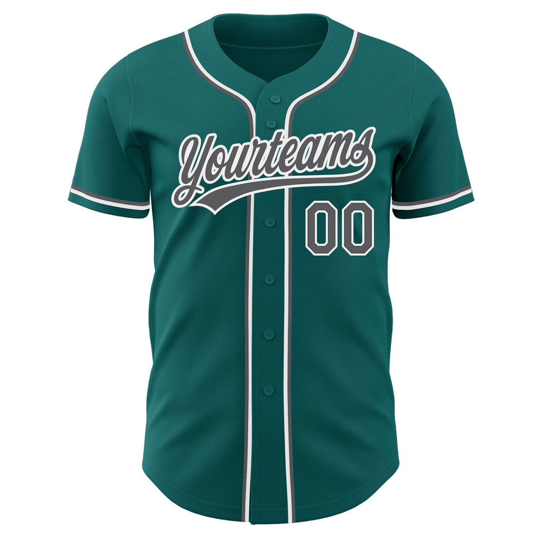 Custom Teal Steel Gray-White Authentic Baseball Jersey