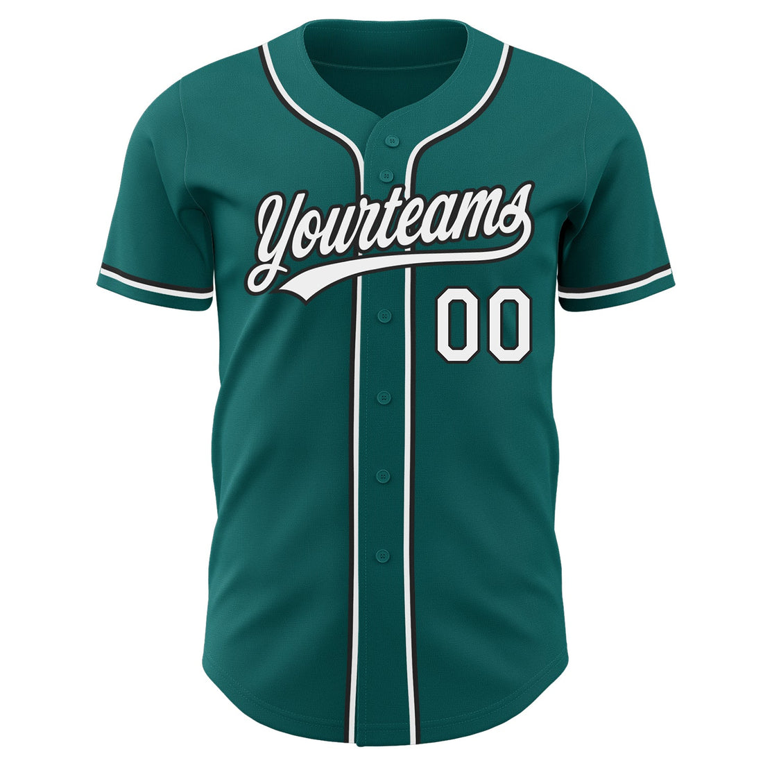 Custom Teal White-Black Authentic Baseball Jersey