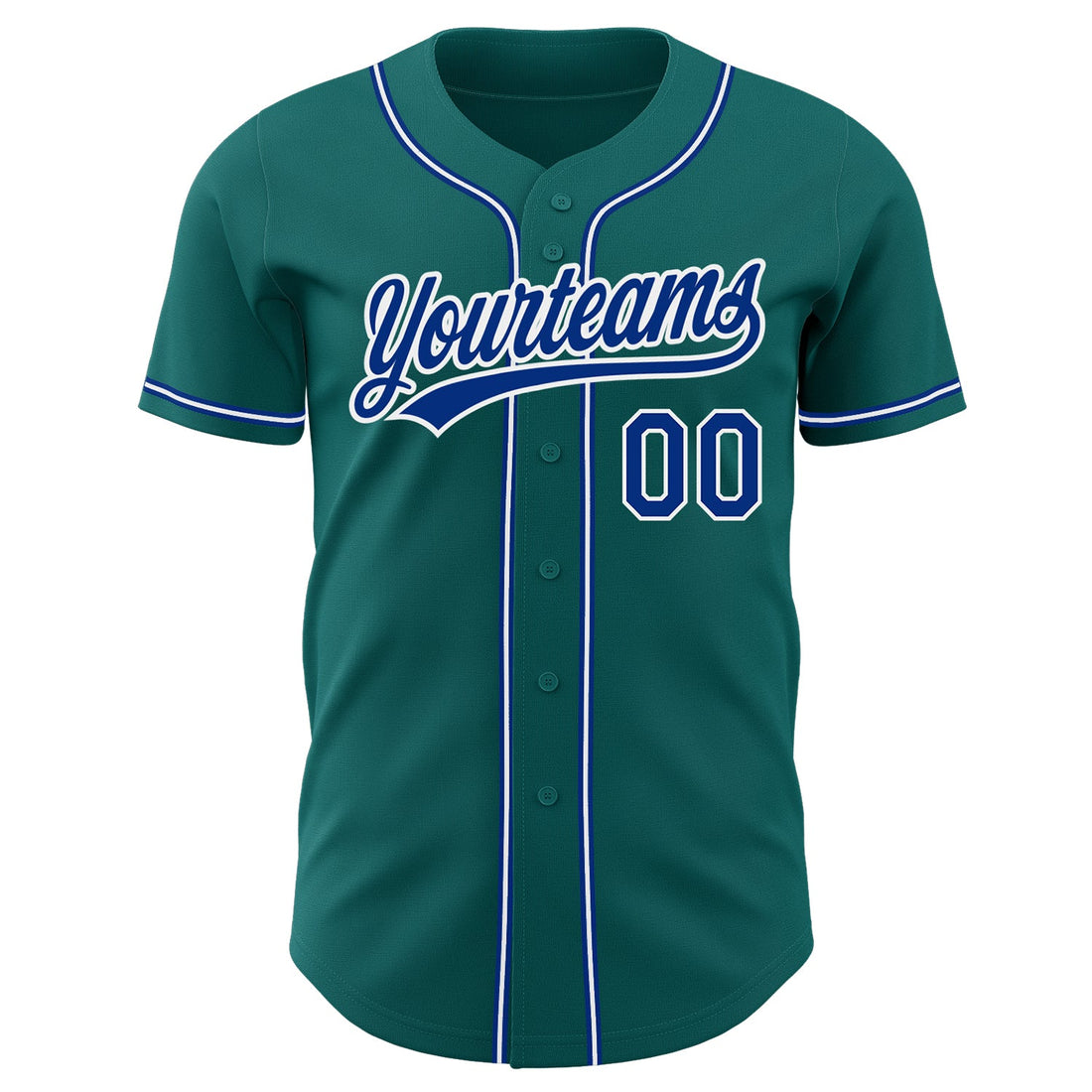 Custom Teal Royal-White Authentic Baseball Jersey