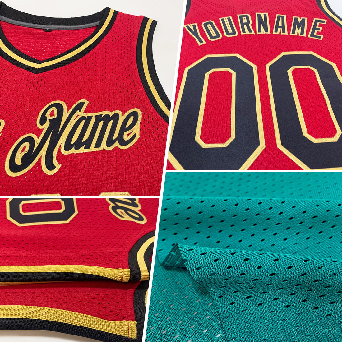 Custom Teal White-Red Authentic Throwback Basketball Jersey