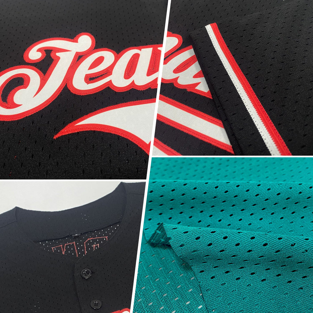 Custom Teal Gray-Black Mesh Authentic Throwback Baseball Jersey